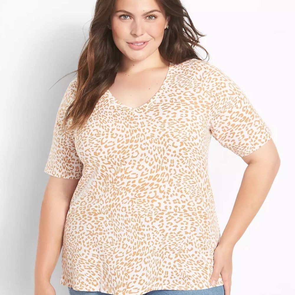 Lane Bryant Classic Perfect Sleeve V-Neck Tee Mini Leopard Size 2X 18/20
